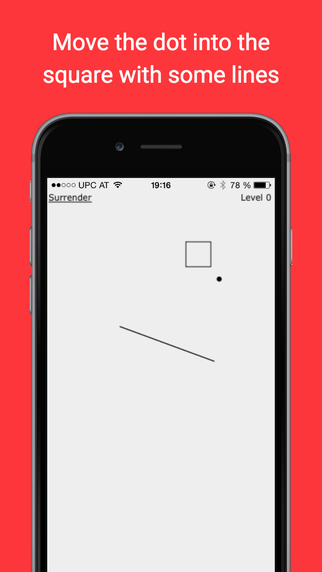 Line Square Dot: a falling dot, drawn lines and squares on a grey field
